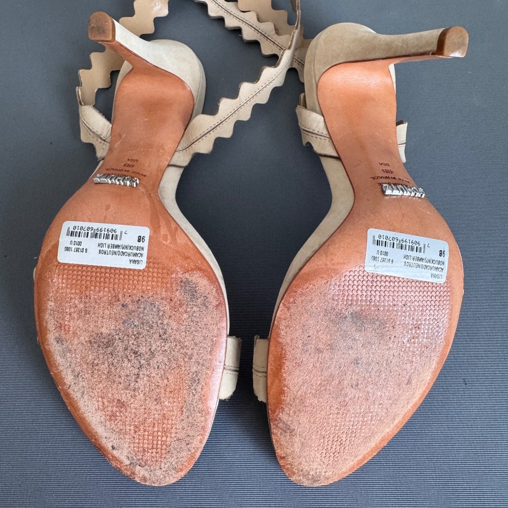 Schutz Lisana Amber Light Nubuck Scalloped Lace Up Tassel Stiletto Heels 9B - Picture 7 of 10
